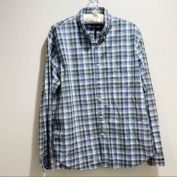 J CREW MERCANTILE Men’s Flex Washed Shirt In Blue Plaid Long Sleeve Size XXL - Picture 1 of 7